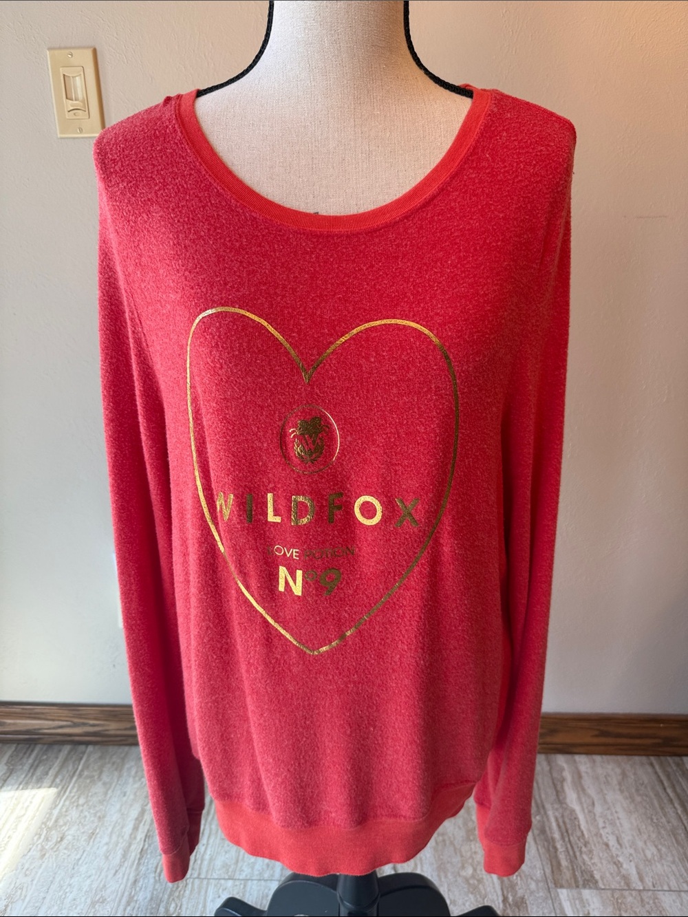 Wildfox Coral-Red Heart Logo Sweatshirt